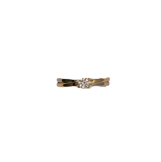 Solitaire en Or Jaune et Blanc 18K Taille-54
