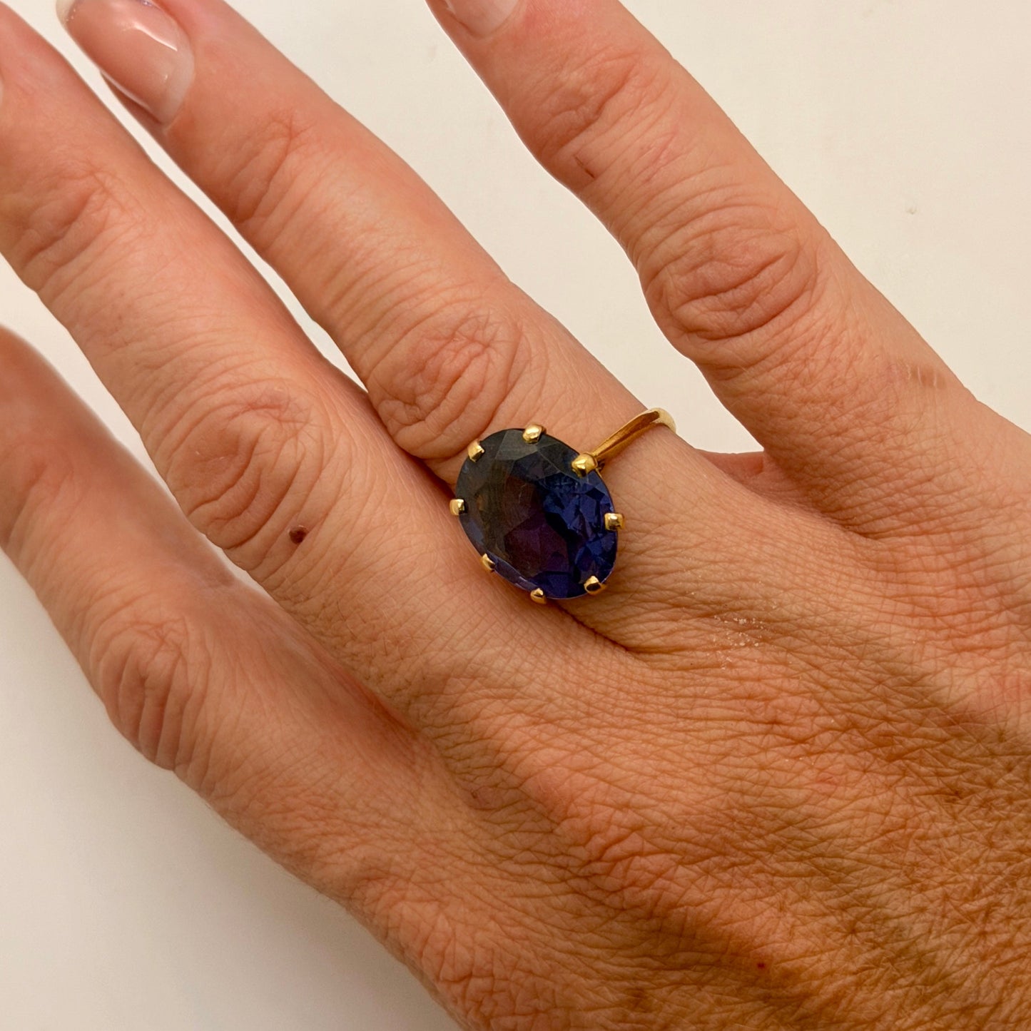 Bague en Or Jaune et Améthyste 18K -Taille 51