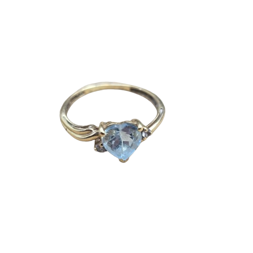 Bague Solitaire Or Jaune 18 Carats avec pierre bleue - T 48