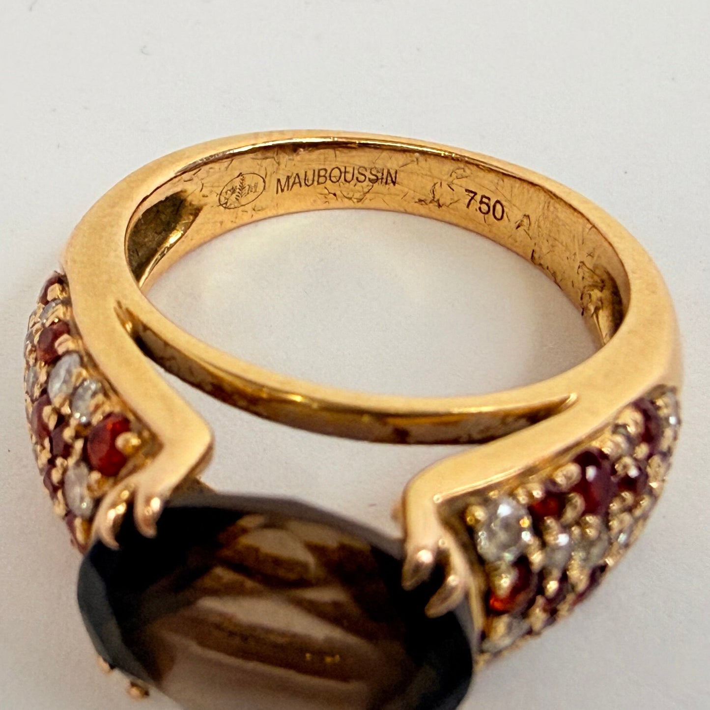 Bague en or jaune avec diamants et rubis  18 K - 6.5 Grs