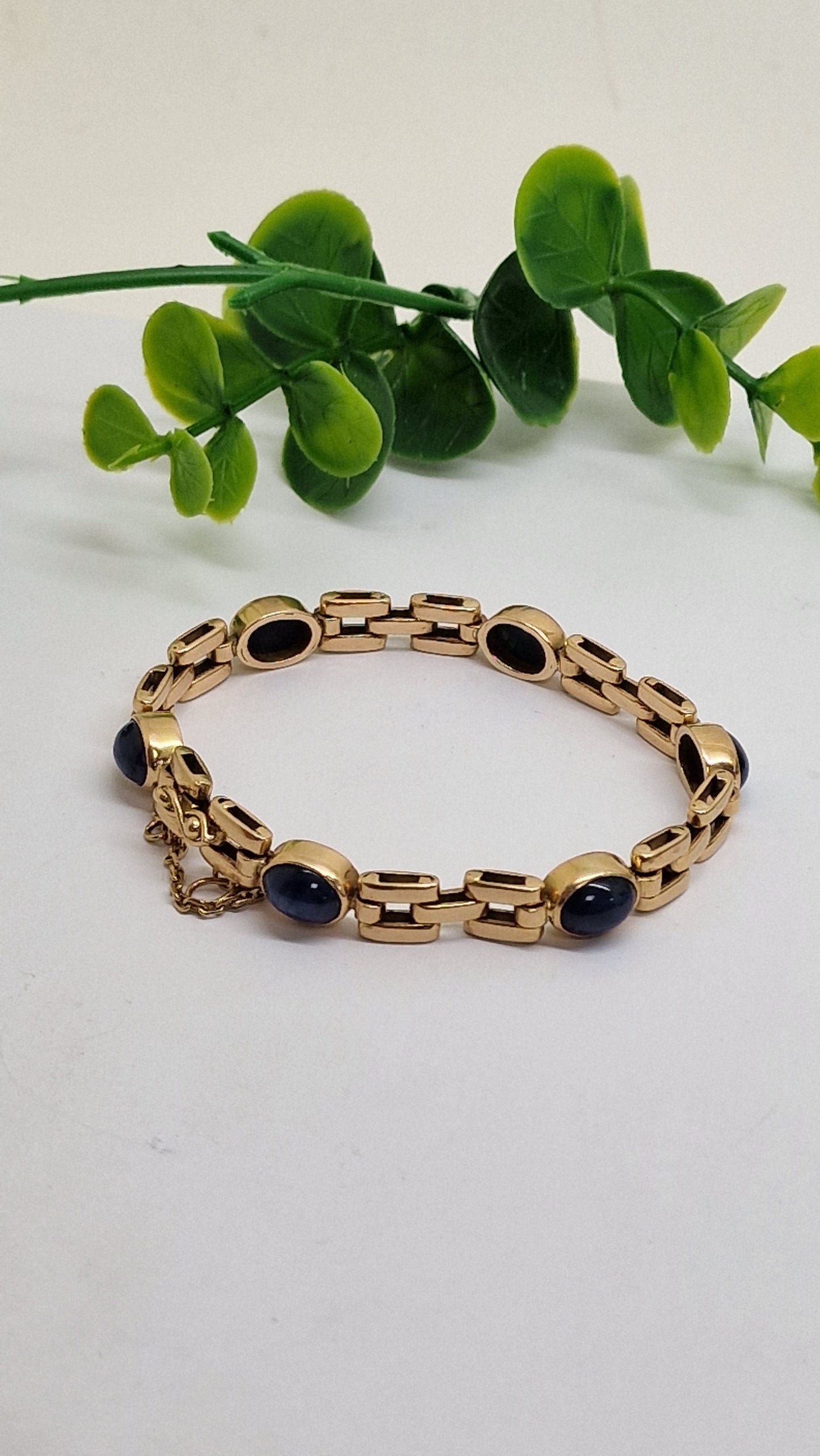 Bracelet Maillon Fantaisie en Or Jaune 18K avec Saphirs