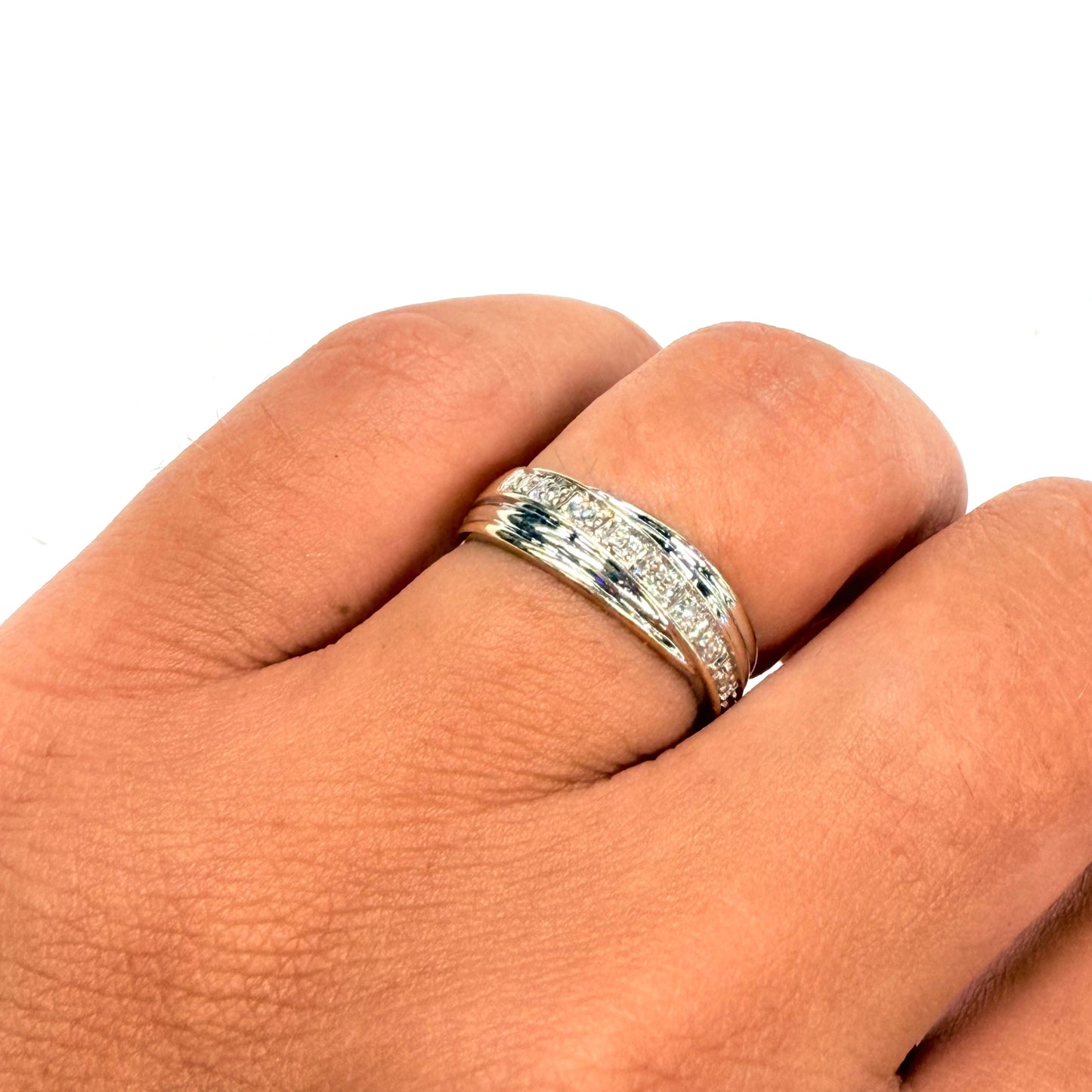Bague en Or Blanc et Diamants 18k - Taille 52