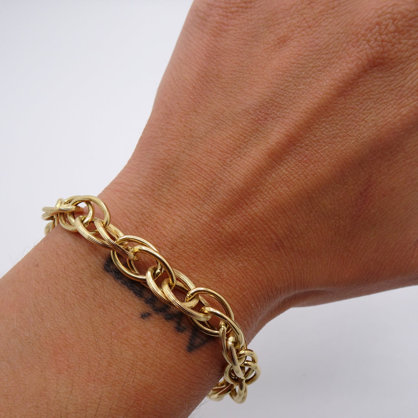 Bracelet or jaune 750/1000 – Double maille forçat – 20 cm