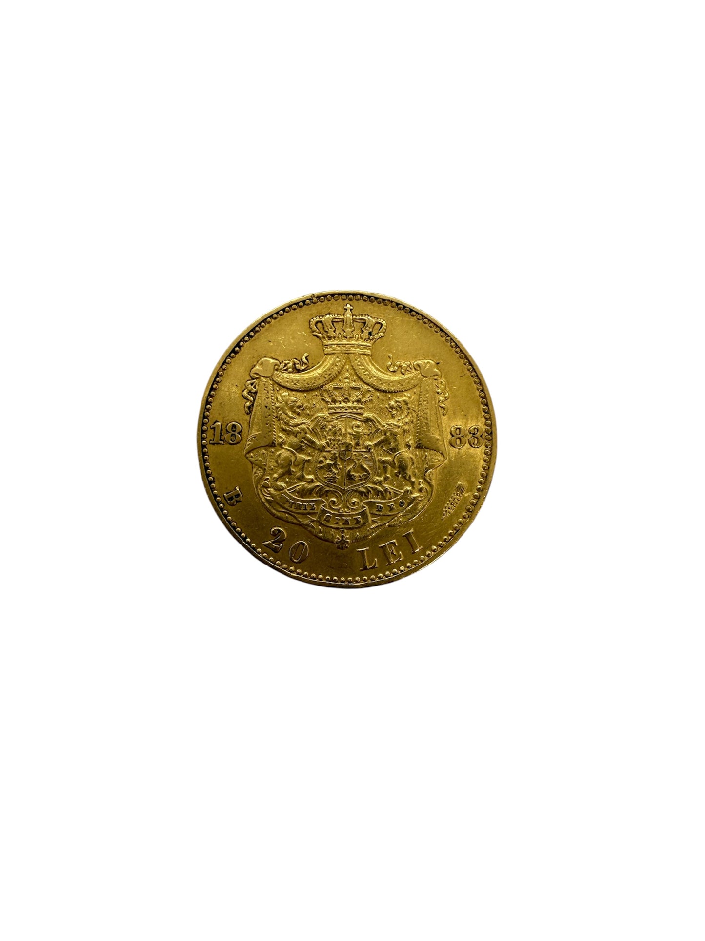 Pièce rare en or 20 lei de Roumanie (1883-1890) 6.42 Gr