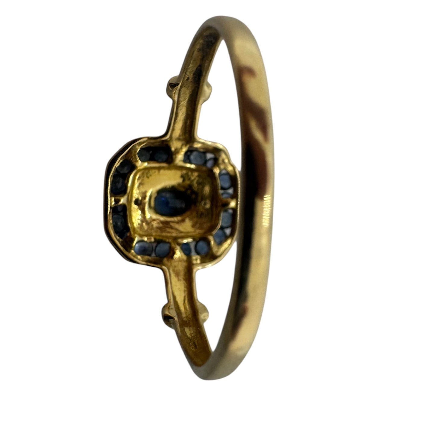 Bague Tank en Or Jaune 18K avec Saphirs et Diamants Poids-2.74gr