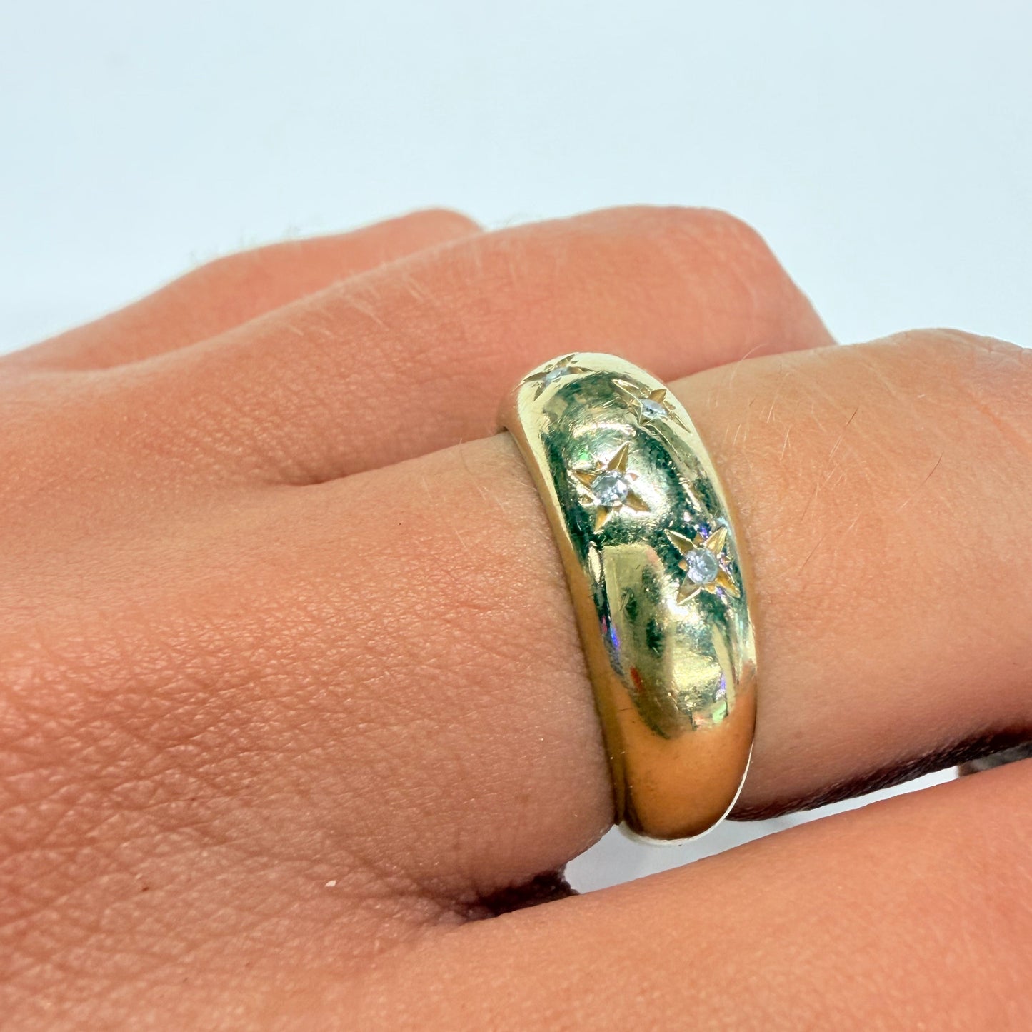 Bagues Or Jaune 18k avec Diamants - Taille 53