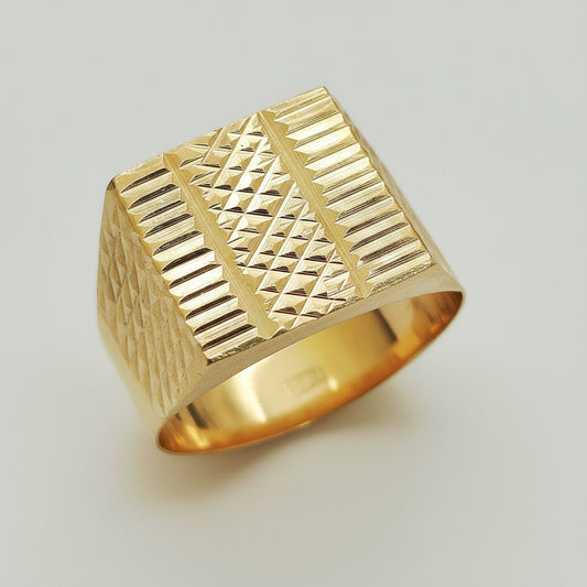 Chevalière en Or Jaune 18K 5.75 Grs - Taille 66