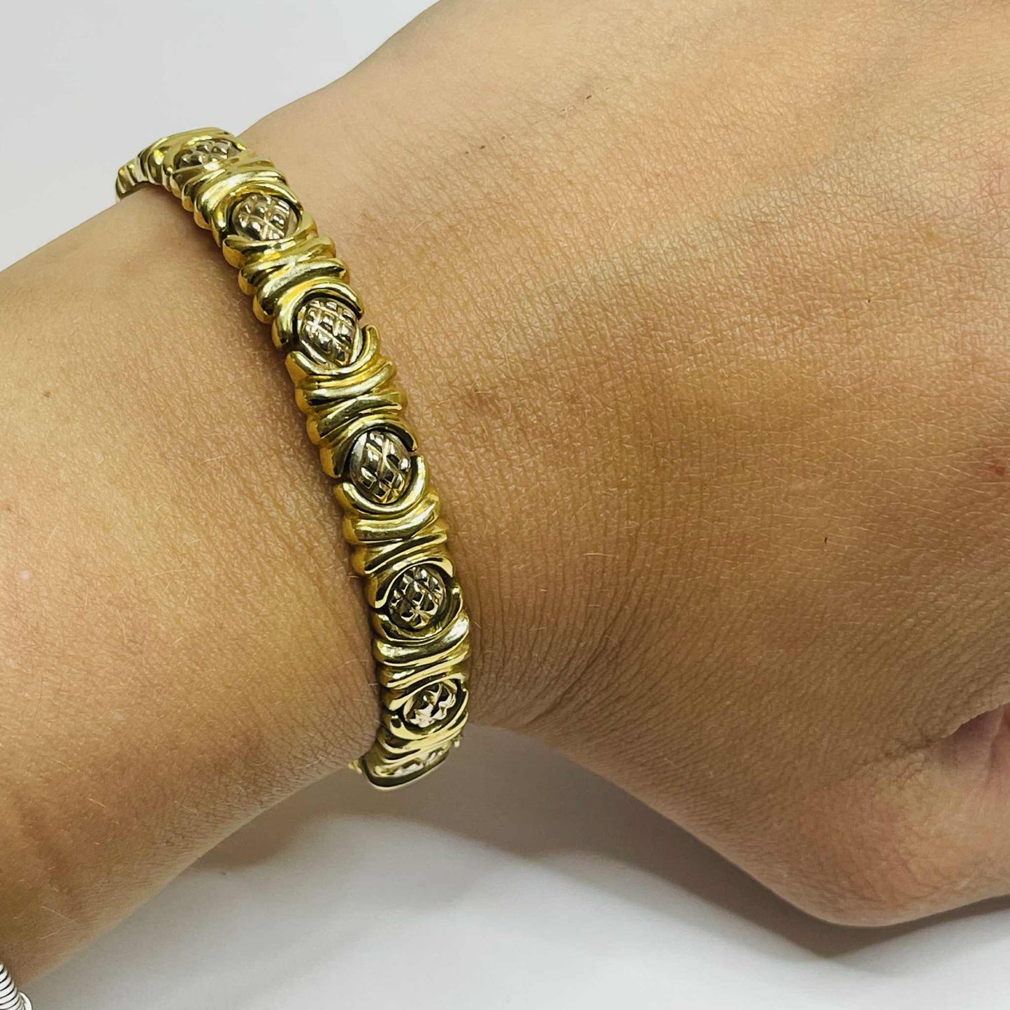 Bracelet jonc en or jaune et or gris 18K 32.15 Grs