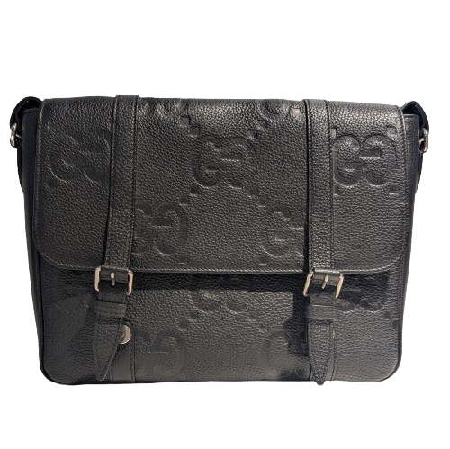 Sacoche Gucci GG Jumbo en Cuir Noir en très bon état