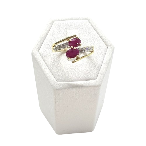 Bagues en Or Jaune et Blanc avec Diamants et Rubis - T 54