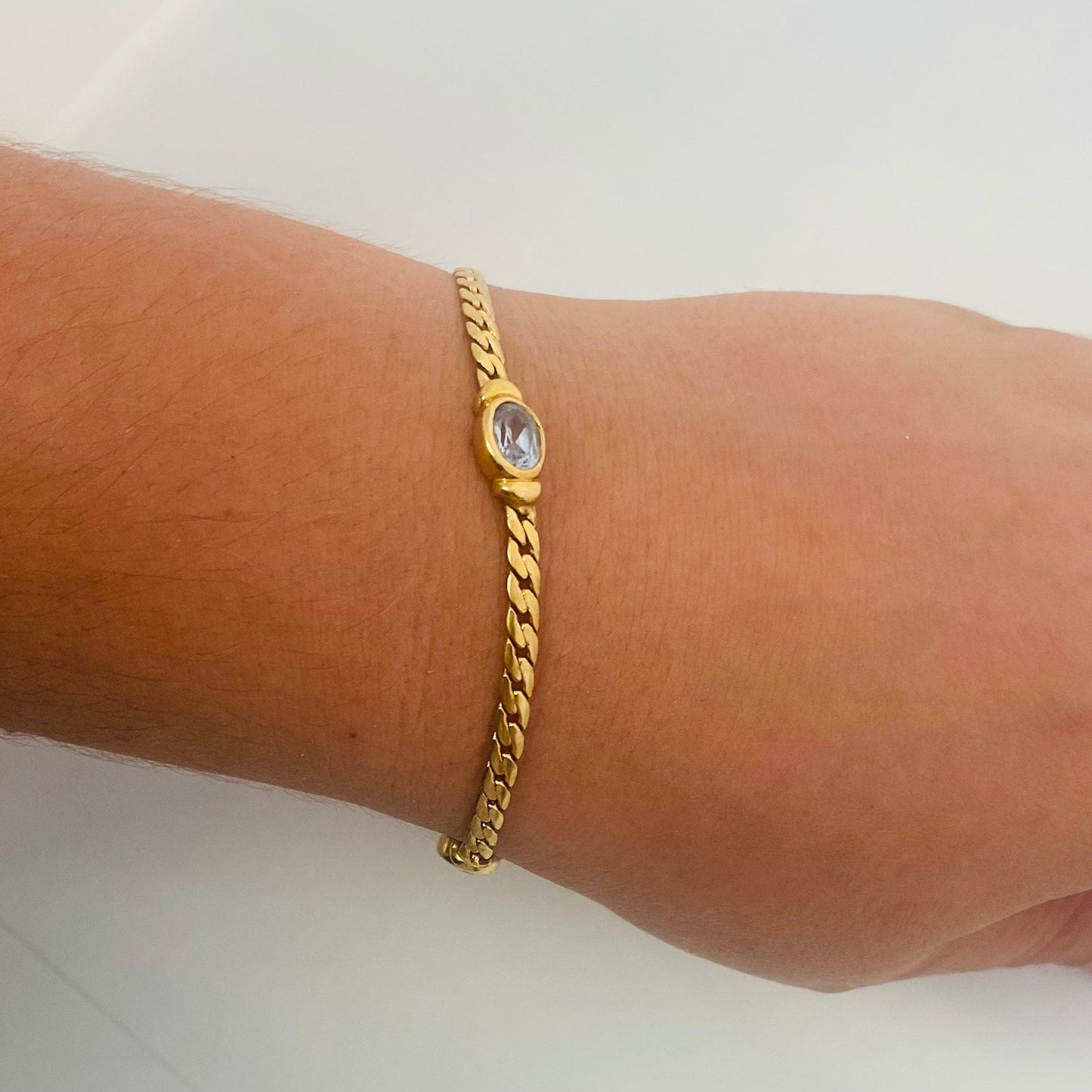 Bracelet or avec Aigue Marine