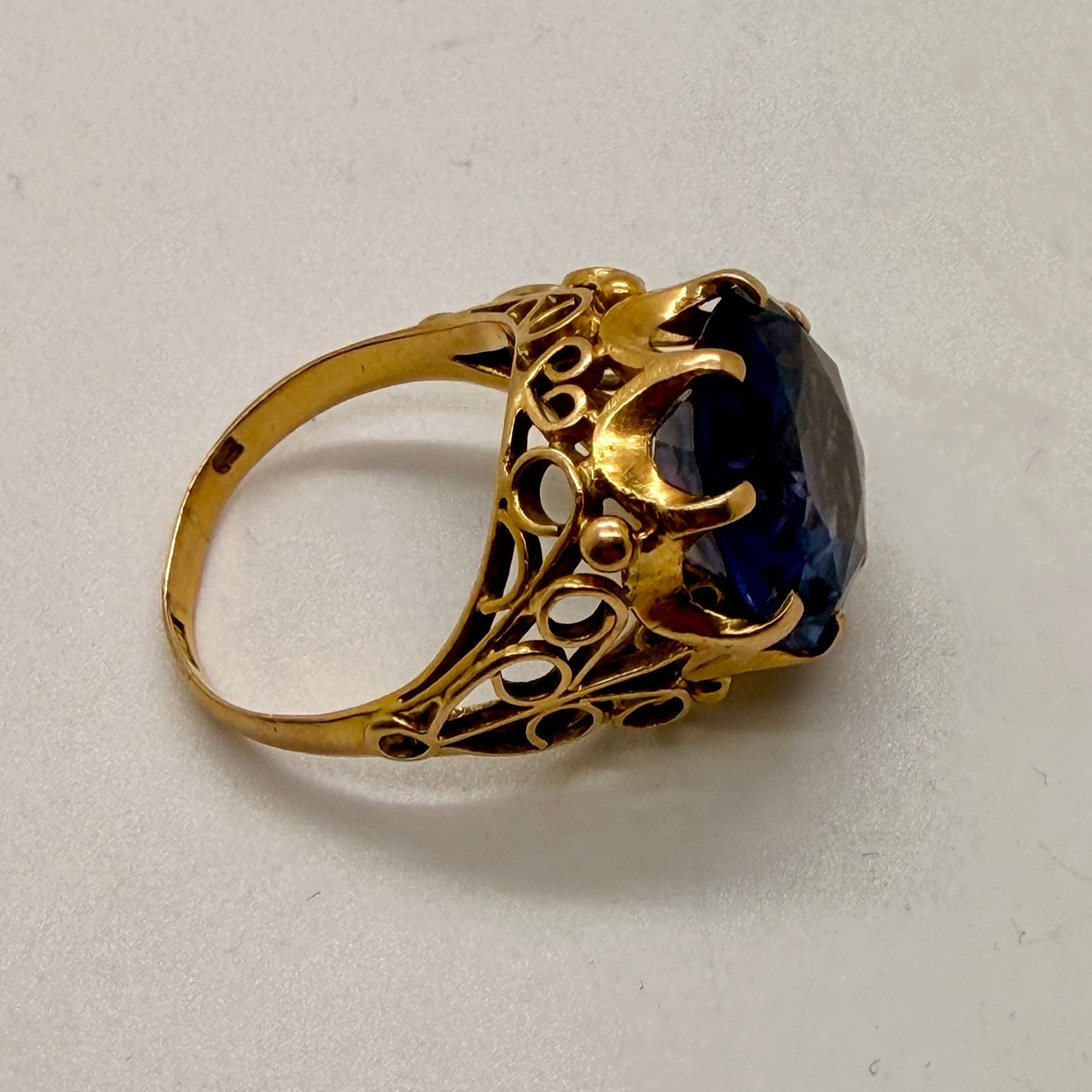 Bague Tank en Or Jaune avec Améthyste 18K Taille- 53