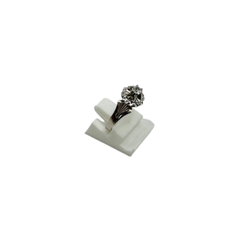 Bague Chou en Or Blanc 18 K avec Oxyde de Zirconium - T51 cm