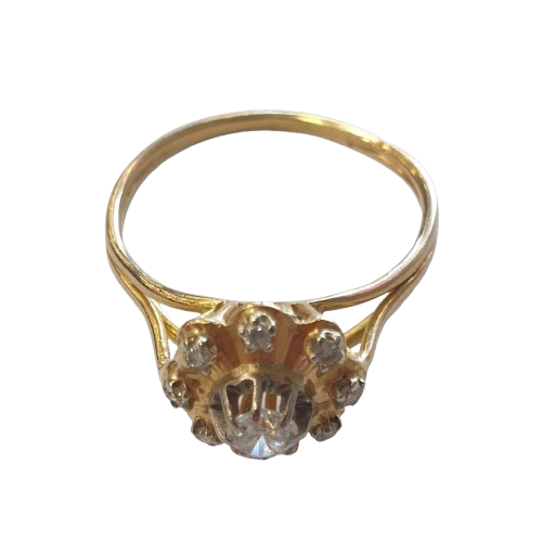 Bague Chou en Or Jaune 18 K avec Oxyde de Zirconium - T 59