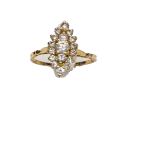 Bague Marquise Or Jaune 18k avec Zirconiums - Taille 59