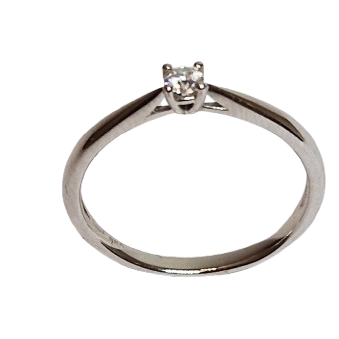 Bague Solitaire en Or 18K  Diamant 0.1K 1.95 Grs - Taille 54