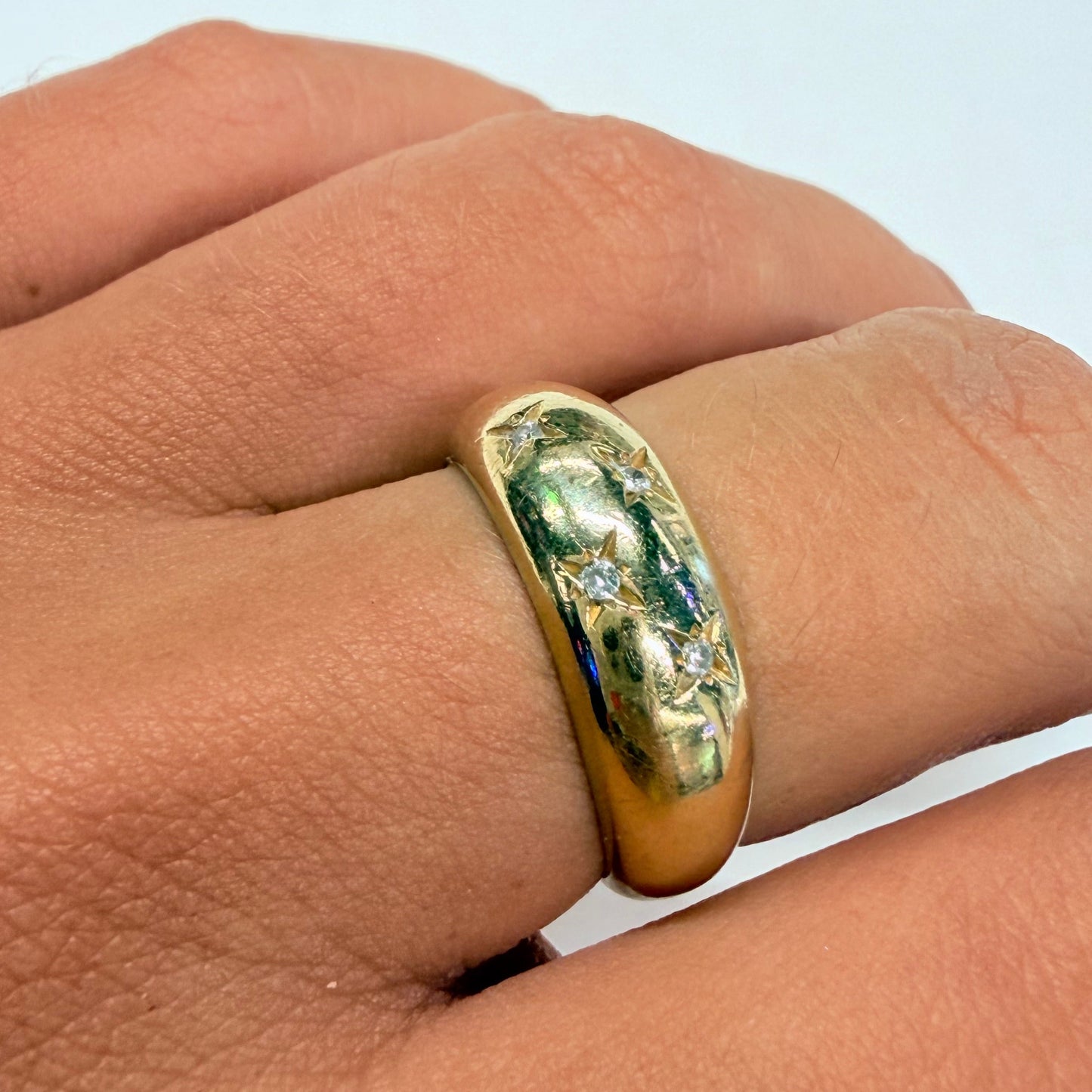 Bagues Or Jaune 18k avec Diamants - Taille 53