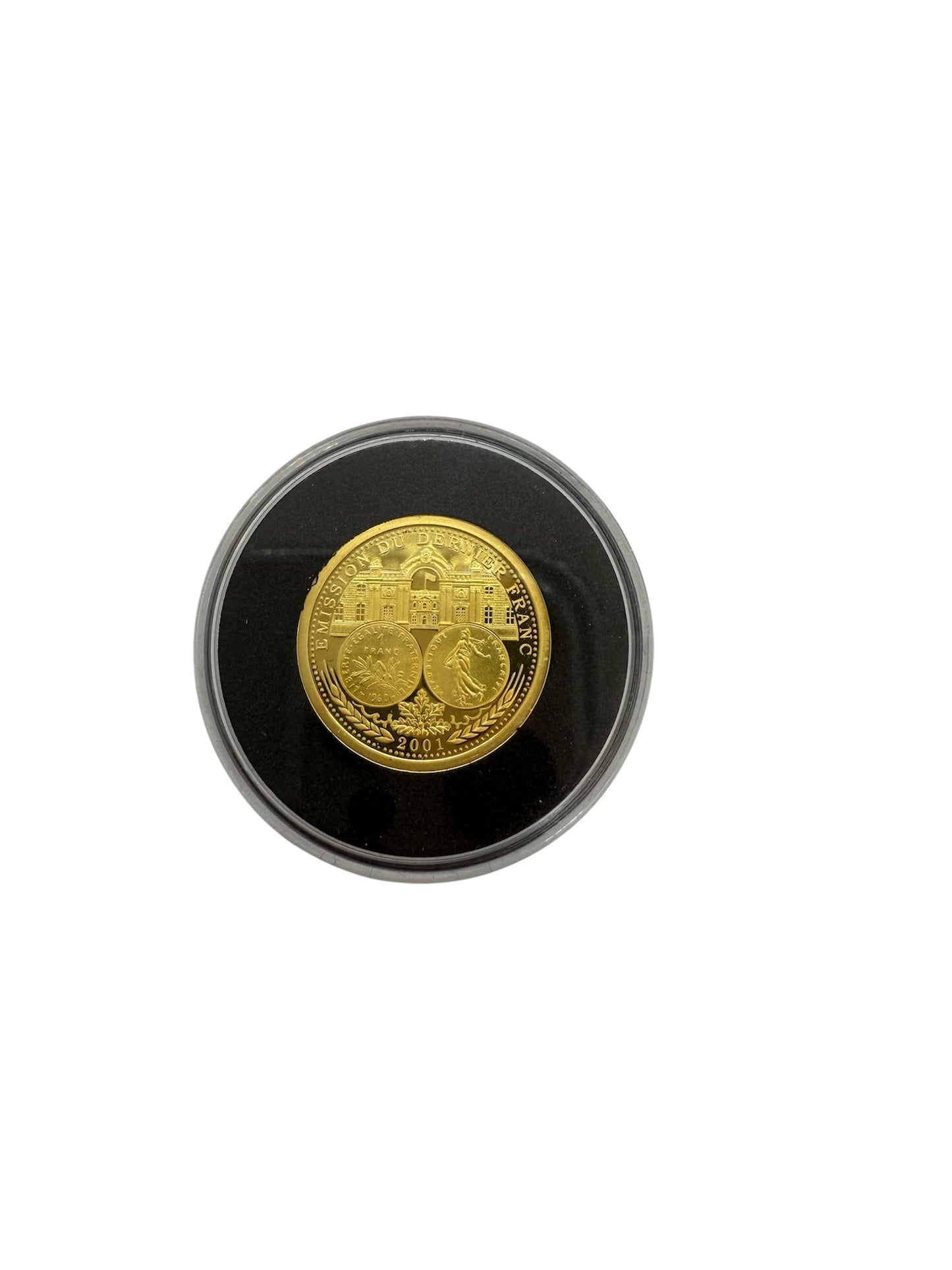 Pièce d'émission du dernier franc 2001 en or jaune