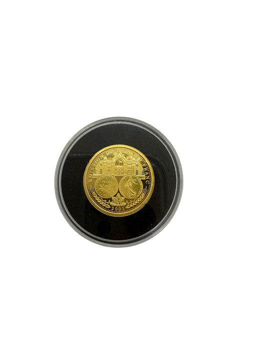 Pièce d'émission du dernier franc 2001 en or jaune