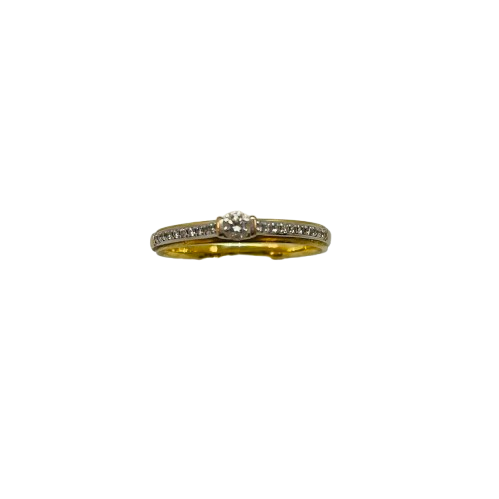 Bague Solitaire Diamant en Or Jaune 18K Taille-55