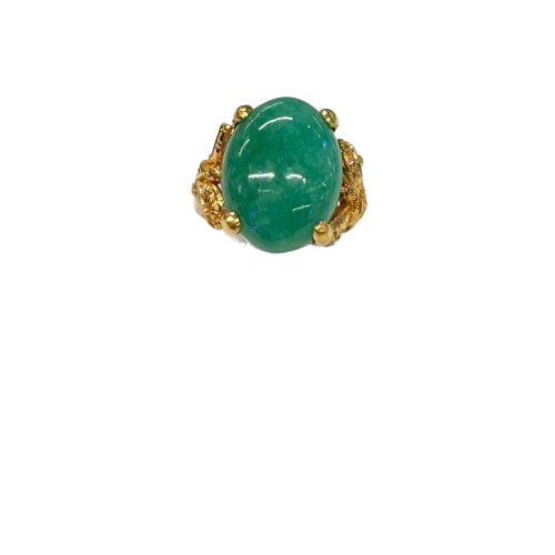 Bague en Or Jaune 18k avec Jade de 11.11 Grs Taille -52