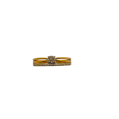 Bague Solitaire en Or Jaune 18 Carats avec Diamants - T 65