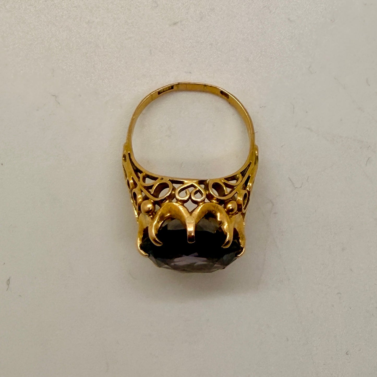 Bague Tank en Or Jaune avec Améthyste 18K Taille- 53