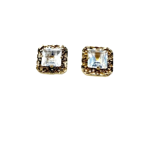 Boucles d'oreilles en or jaune et zirconium 18k
