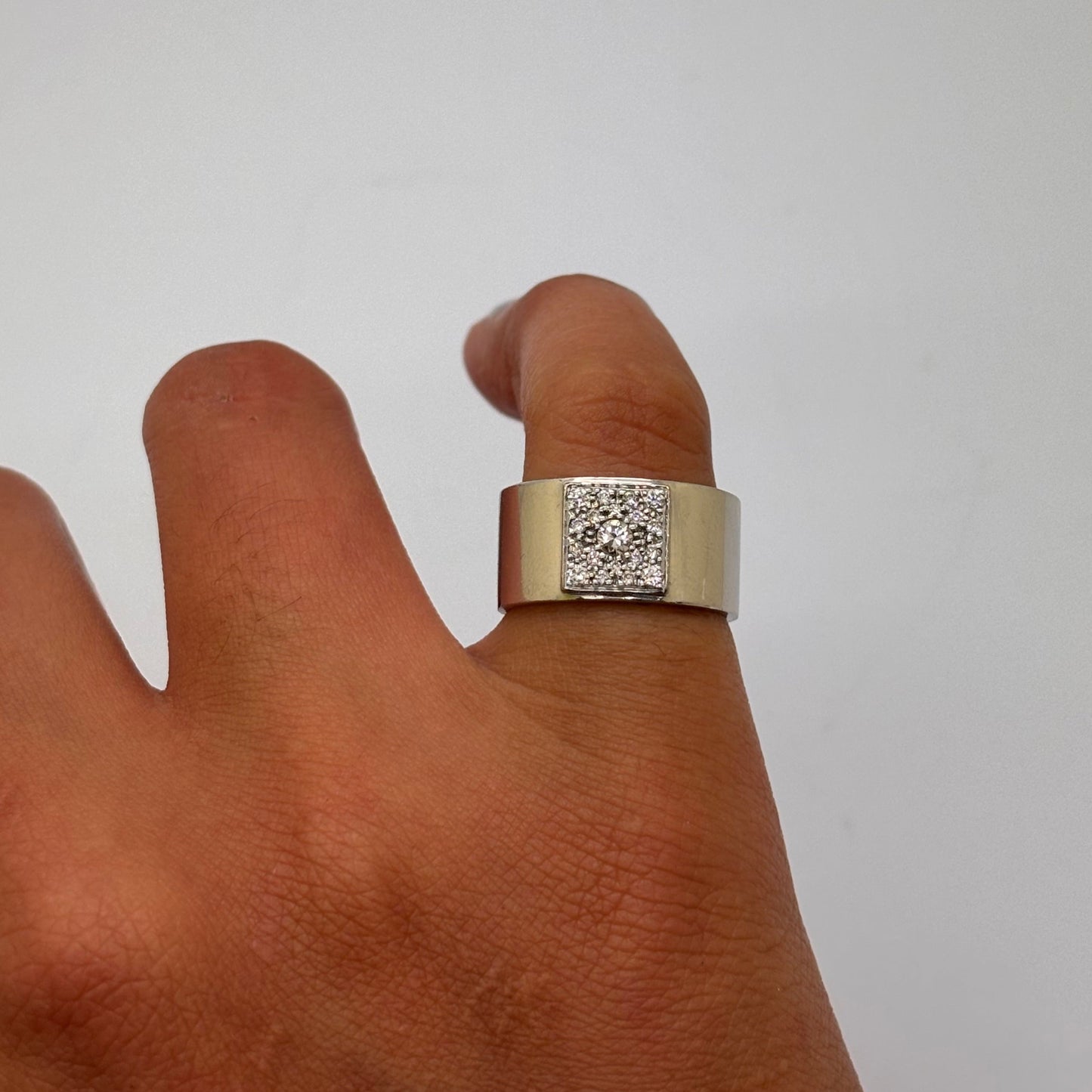 Bague Jonc en Or Blanc 18K Taille-49