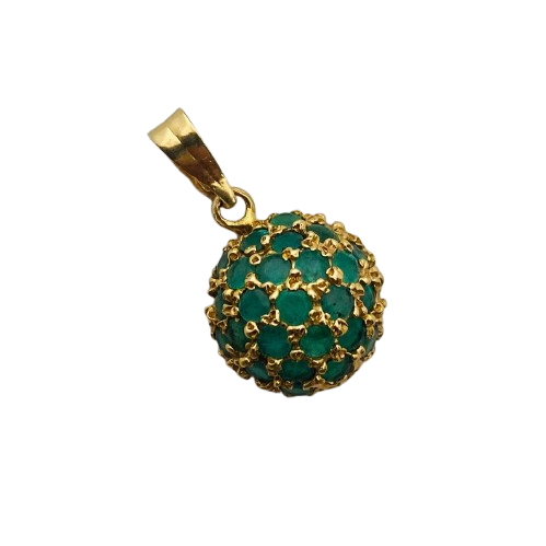 Pendentif Médaillon en Or Jaune avec Émeraude 18K - 1.69 Grs