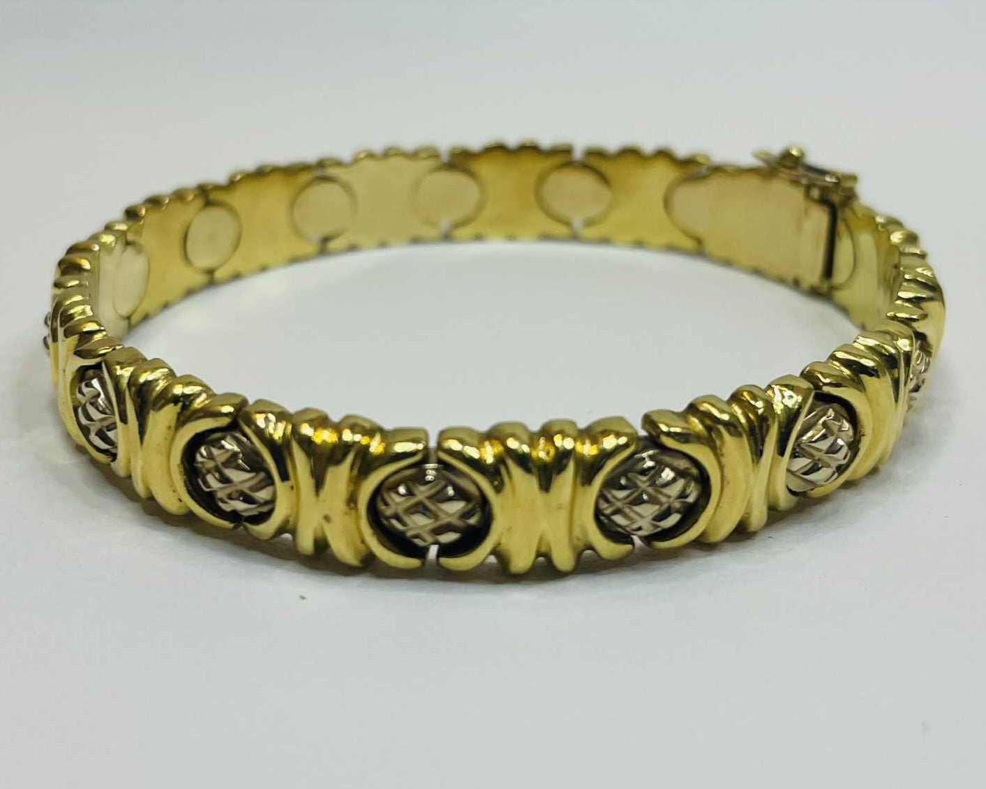 Bracelet jonc en or jaune et or gris 18K 32.15 Grs