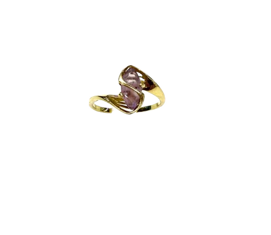 Bague en Or Jaune 18 Carats avec Améthyste – T 54