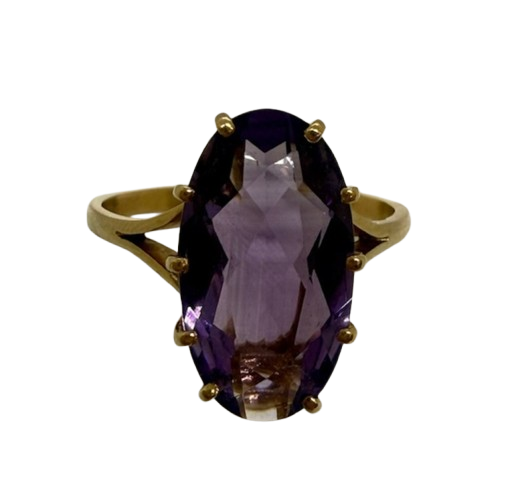 Bague Ancienne Solitaire Or Jaune 18K Taille-57