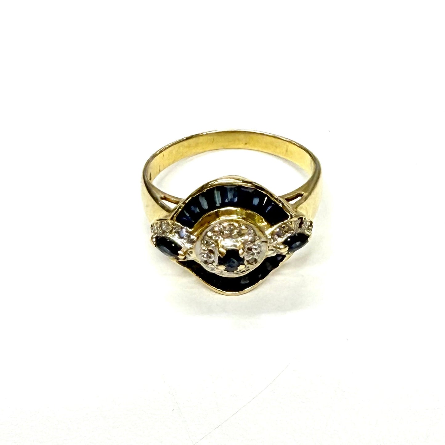 Bague en Or 18k avec Diamants et Saphir – Taille 58