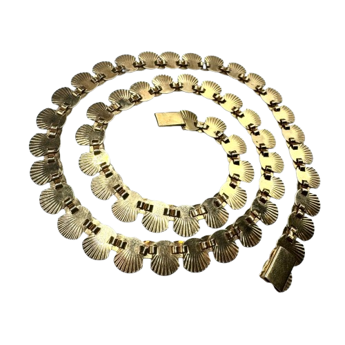 Collier Ras-du-Cou en Or Jaune 18 Carats et Maille Coquille Longueur -43,5