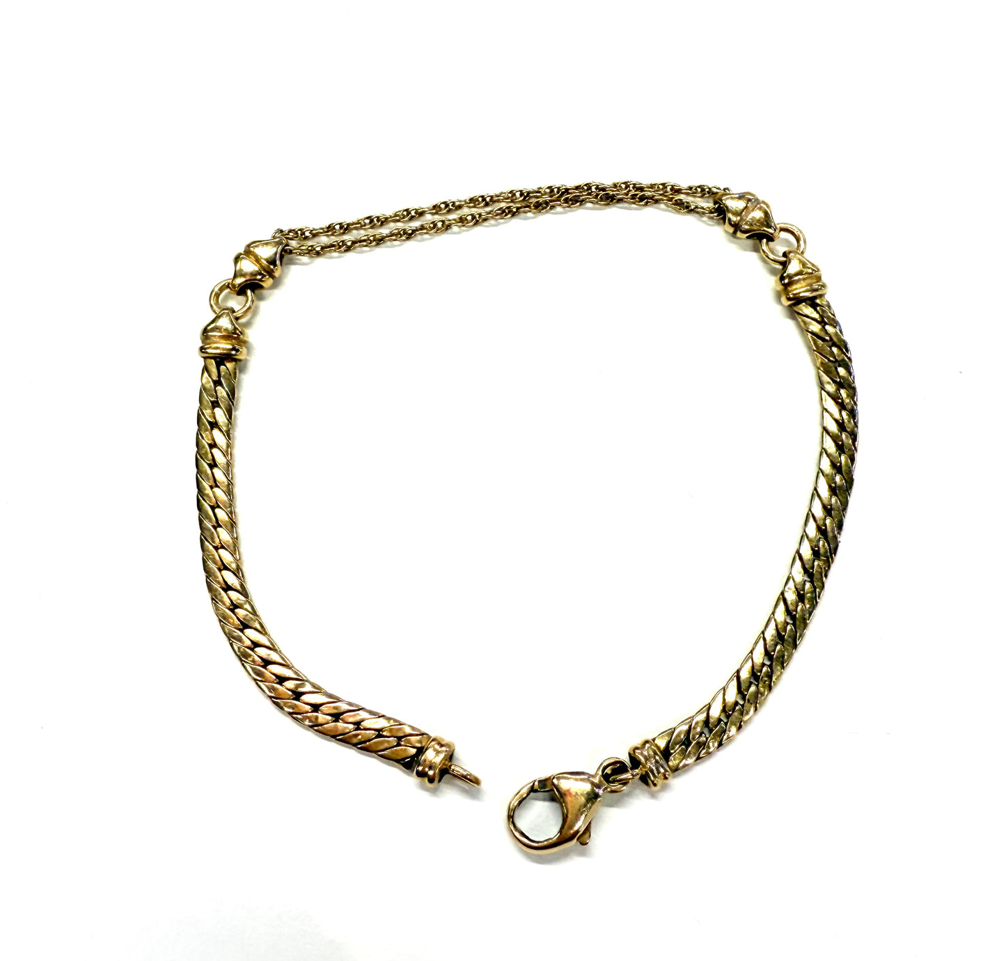 Bracelet en or 18k torsadé et maille anglaise