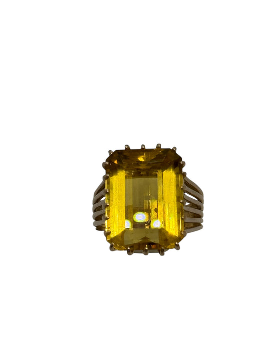 Bague Chevalière Or Jaune 18K avec Citrine 3 Carats