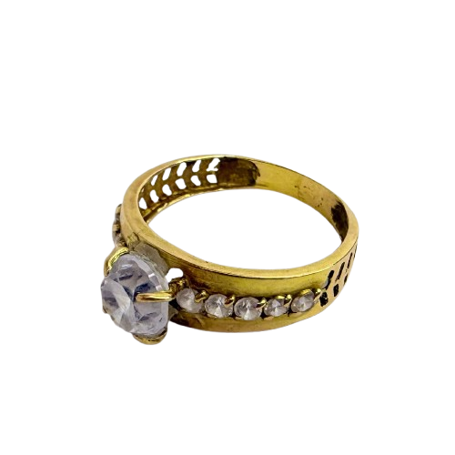 Bague en or jaune avec oxyde de zirconium  - T 61