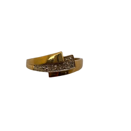 Alliance en or jaune et blanc 18K Taille-59.5