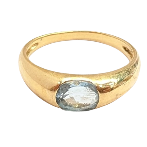 Bague en Or Jaune 18K avec Aigue Marine 2.37 Grs - Taille  52.5