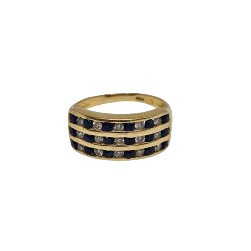 Bagues en or jaune avec saphir et diamants Taille -52