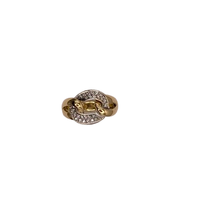 Bague en Or Jaune et Blanc 18K avec 26 diamants 6.67 Grs - Taille 55