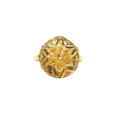 Bague travaillée en Or Jaune 21k  - T 57