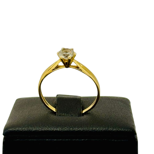 Solitaire Or Jaune 18 carats avec Oxyde de Zirconium - T 56