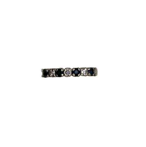 Alliance en Or Blanc 18K avec Diamants et Saphirs